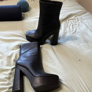 Platform black booties